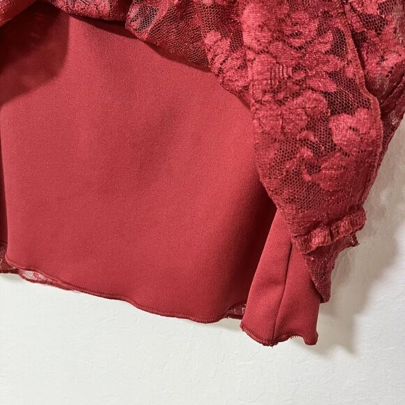 Apt. 9 Lace Overlay Babydoll Top Size 1X Red Dainty Cottage Y2K Women’s - Picture 5 of 8